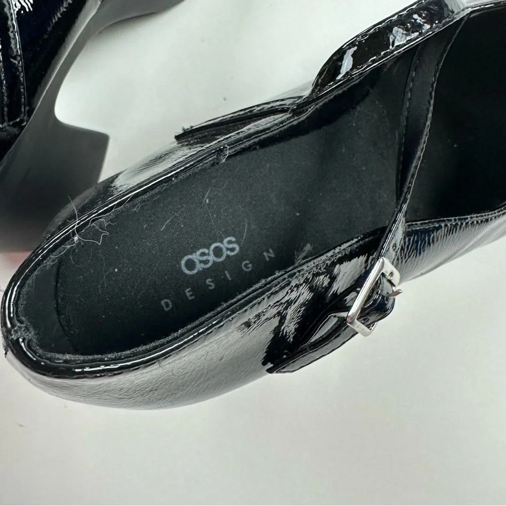 ASOS Design Black Patent Platform Mary Jane Shoes Size 11